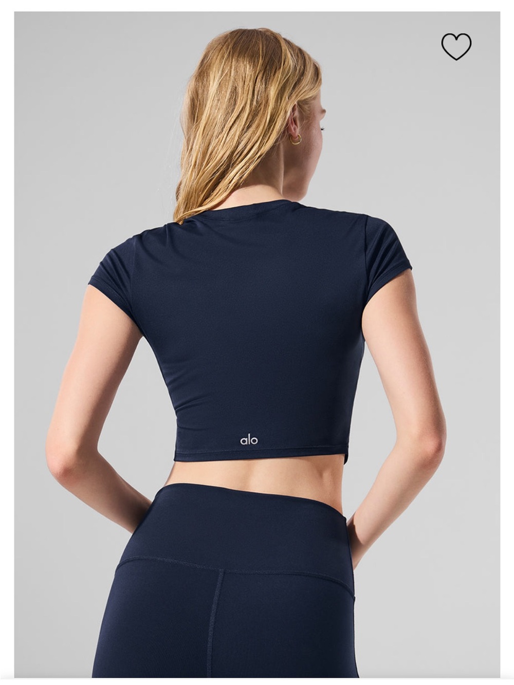 Alo Yoga Alosoft Crop Finesse Short Sleeve Tee Medium Euc Navy View 5